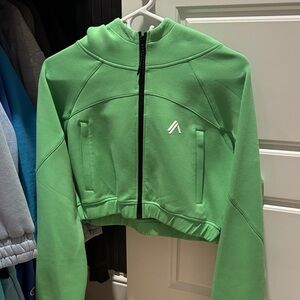 Green Cropped Zip-Up Hoodie alphalete